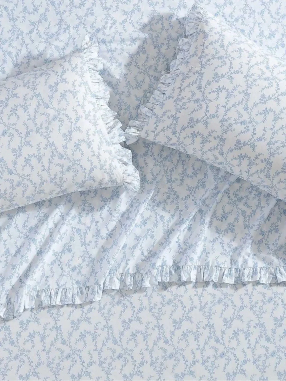 Laura Ashley Floral Ruffled Victoria Pillowcase Set  ~ Cottage Chic